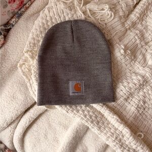 Carhartt Gray Beanie with Orange Logo